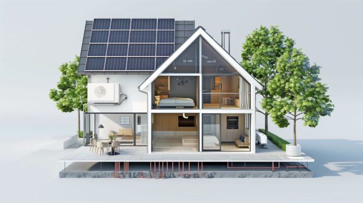 Illustration eines nachhaltigen Hausen