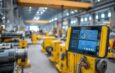 Digitales Wartungspanel in einer modernen Industrieanlage mit Anzeige fuer Predictive Maintenance Anwendungen