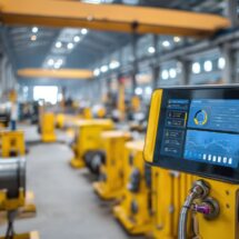 Digitales Wartungspanel in einer modernen Industrieanlage mit Anzeige fuer Predictive Maintenance Anwendungen