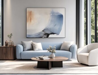 Helles Wohnzimmer mit Kunstbild | Bettbank
