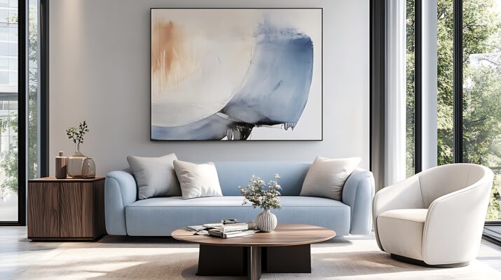 Helles Wohnzimmer mit Kunstbild | Bettbank