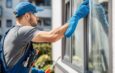 Fensterputzer bei der Arbeit im Freien | Gebäudereinigung Bielefeld