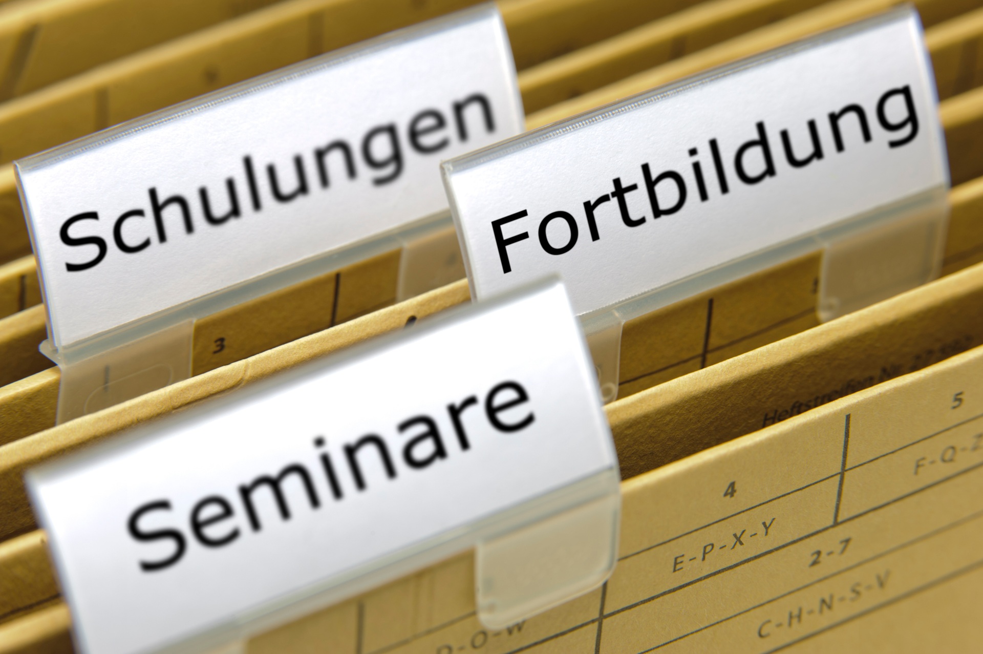Registerkarten zu Schulungen und Fortbildungen im Büro | Fachkundige nach TRGS 505