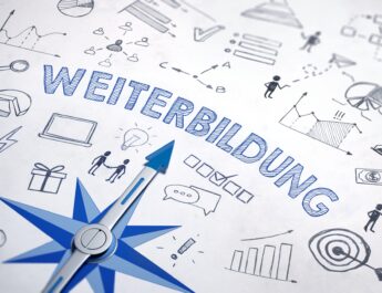 Schriftzug Weiterbildung mit Kompass und Symbolen | Fachkundige nach TRGS 505