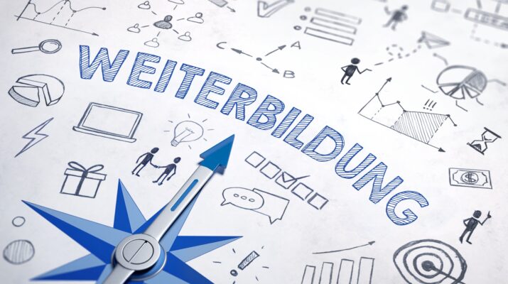 Schriftzug Weiterbildung mit Kompass und Symbolen | Fachkundige nach TRGS 505